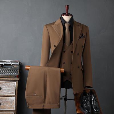 Men's Korean Style Double-Breasted Formal Suit - Perfect for Weddings, Business, or Best Man Attire