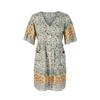 Women Casual Sexy Bohemian V Neck Short Sleeve Print Short Dress Spring Summer Beige Green Navy Blue S M L XL