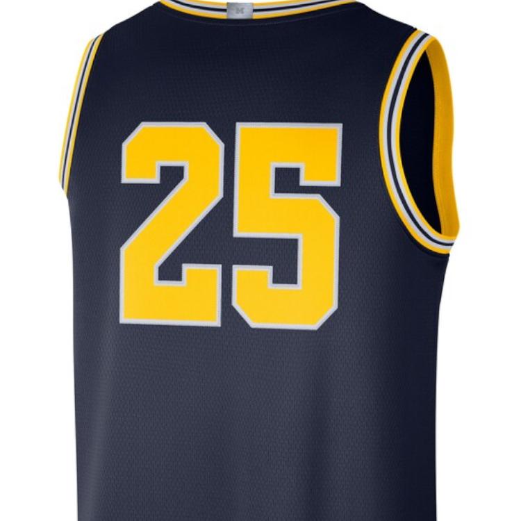 Jordan NBA Retro Breathable Fitted Basketball Jersey Wolverine Team Michigan 25 Men jersey Navy-Blue AT8782-420