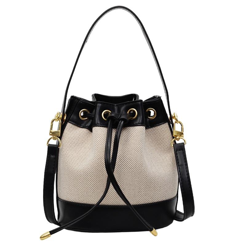 Popular Bag Women's Shoulder Crossbody Women's Bag Drawstring Bundle Women's Bucket Bag Contrasting Handbag