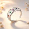 Xiaomi BF CLUB 925 Sterling Rings for Women Simple Geometric Handmade Irregular Retro Oval Colorful CZ Ring Allergy For Birthday Gift
