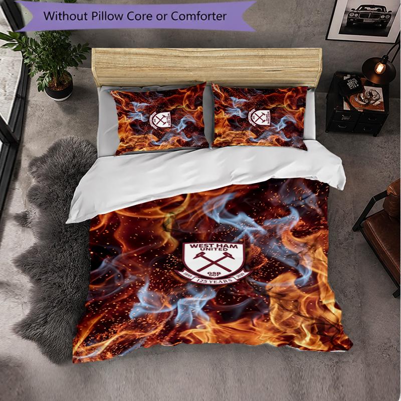 West Ham United Calcio Set Biancheria da Letto 3 Pezzi Morbido Set Copripiumino con Federe Set Decorazione Camera da Letto per la Casa