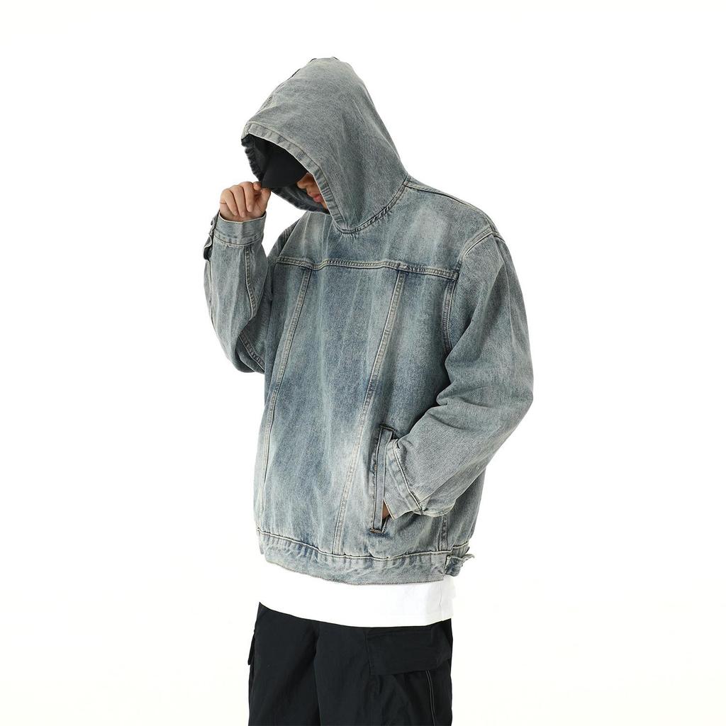 Felpa con cappuccio unisex in denim pesante lavato - Trendy, versatile e casual pullover
