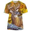 Divertente T-shirt Stampata in 3D con Motivo Caccia al Cervo Animale Estate Casual Moda Manica Corta Top da Uomo Personalizzato Girocollo Abbigliamento
