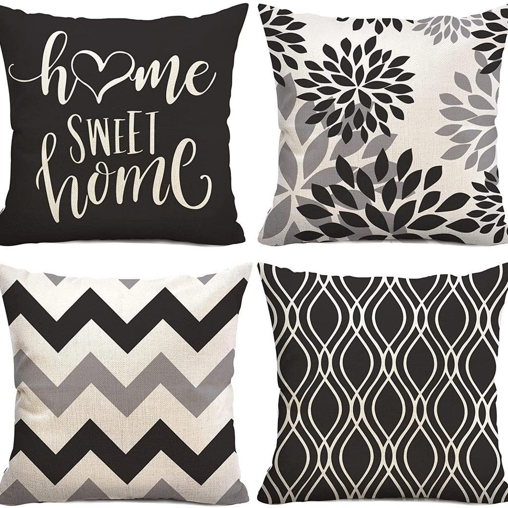 Striped Pillowcase Home Decoration Linen Pillow Cushion Waist Mat Sofa Pillowcase Geometric Abstract