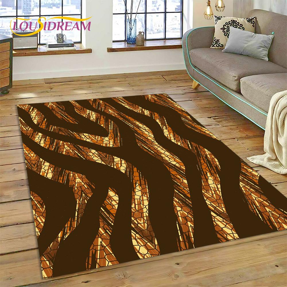 Colorful Zebra Stripe Leopard Tiger Print Pattern Rug Carpet for Living Room Bedroom Decor,Non-slip Decoration for Sofa Doormat