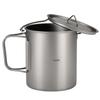 750ml Titanium Pot Portable Titanium  Mug Cup with Lid and Foldable Handle Outdoor Camping Cooking Picnic spork