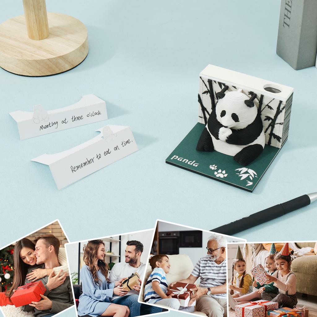 2025 3D Panda Paper Sculpture Desk Calendar Tear-Away 3D Memo Pad Art Sticky Notes Creative Paper Carving Art Ornaments Gifts