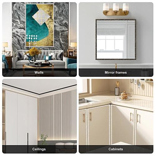 JUNART PVC Molding Trim, 300cm x 2cm, 3D Wallpaper Border, Ceiling Coving, Flexible Ceiling Molding Trim for Mirror Edges, TV Backdrops, Baseboards, C