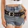 Modern Wide Faux Leather Waist Strap With Alloy Buckle For Casual Clothing