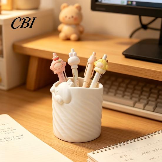 Pen Container 3D Printed Holder, Cat Shape Large Capacity Hollow Barrel Desk Organizer for Gel Pens Pencils Makeup Brushes, Cute Girlish Decor