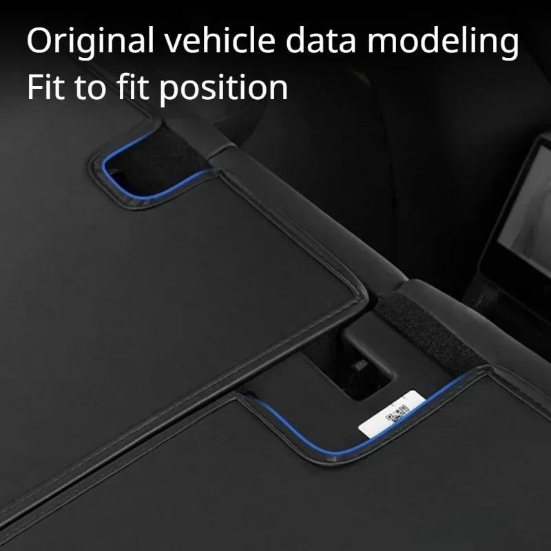 For Tesla Model 3 Y Juniper 2017-2025 Rear Seat Back Cover Leather Backrest Protector Split Dog Liner Pet Mat Anti-kick Pads