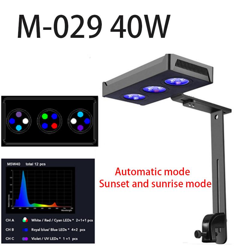 30W/40W Lampa pro akvárium s korálovým útesem Dotykové ovládání Světlo pro akvárium Plnospektrální LED Osvětlovací systém pro mořskou vodu