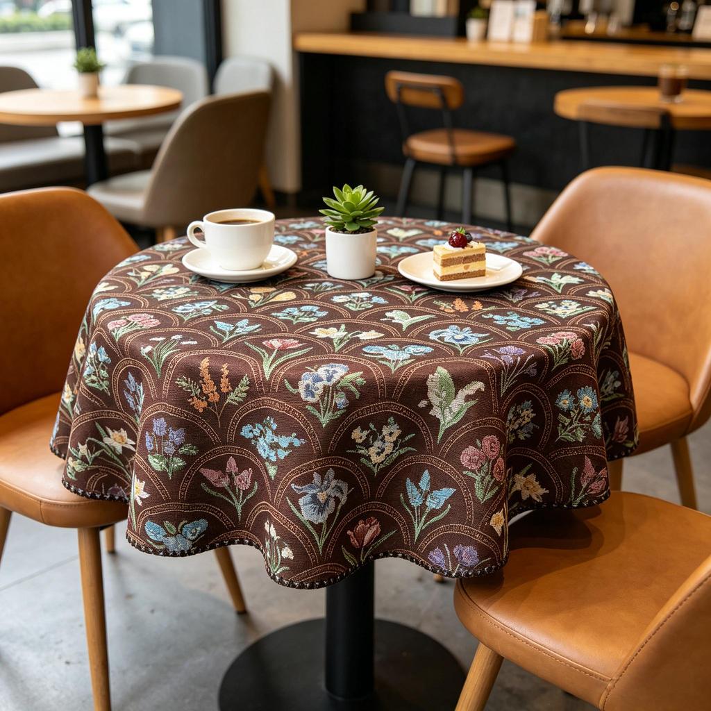 Kitchen Dining Table Living Room Home Use Cotton Fabric Round Tablecloth