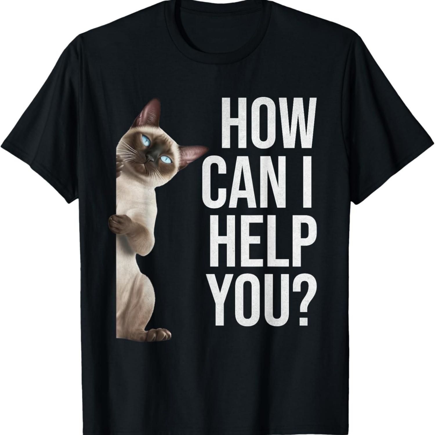 

How Can I Help You_ Funny Cat Meme T-Shirt S чёрный
