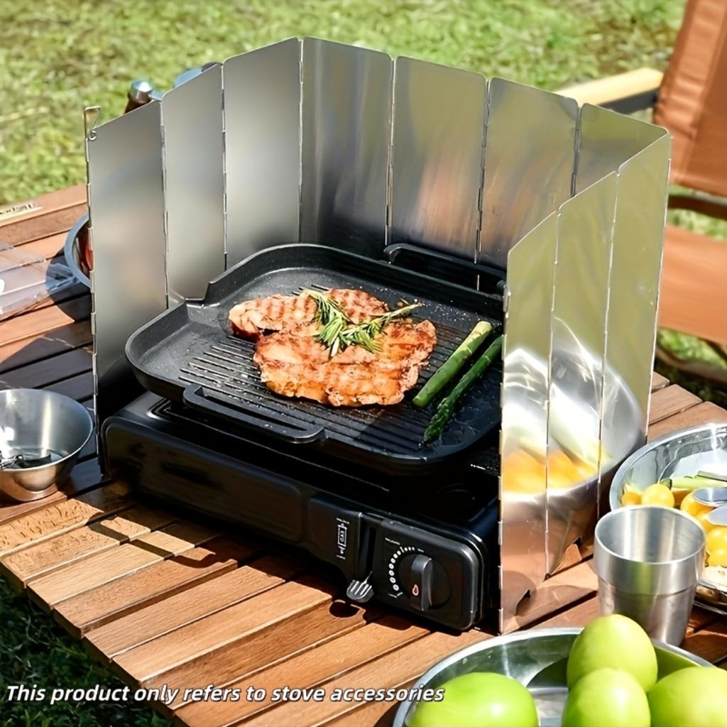 Portable Folding Outdoor Wind Shield, Aluminum Alloy Durable Baffle, Essential Camping Accessory For Hiking, Picnic And Outdoor Cooking