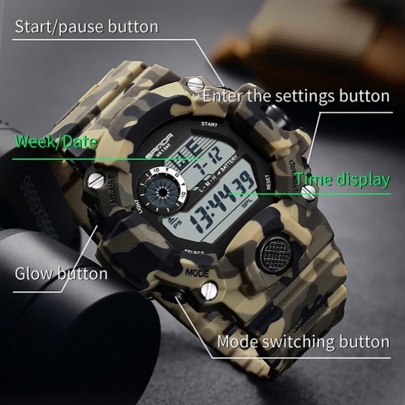Herren Elektronikuhren Mode Multifunktional Kalender Wecker 50M Wasserdicht Leuchtend Schüler Digitale Uhr