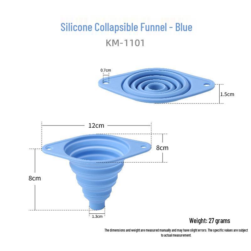 

Silicone Retractable Funnel: Kitchen, Wine, and Oil Folding Funnel - Food Grade, Small Size.