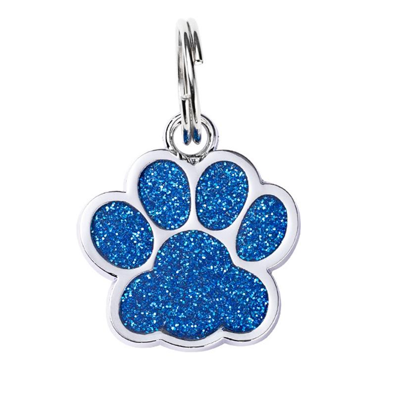 Solid Paw Print Pet ID Tag Zinc Alloy Dog Cat Name Plate Custom Laser Engraving Design Collar Keychain OEM Accepted