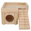 Hamster House Multi Rooms Wooden Hideout Tunnel Toy Small Pet Hut with Ladder for Golden Bear