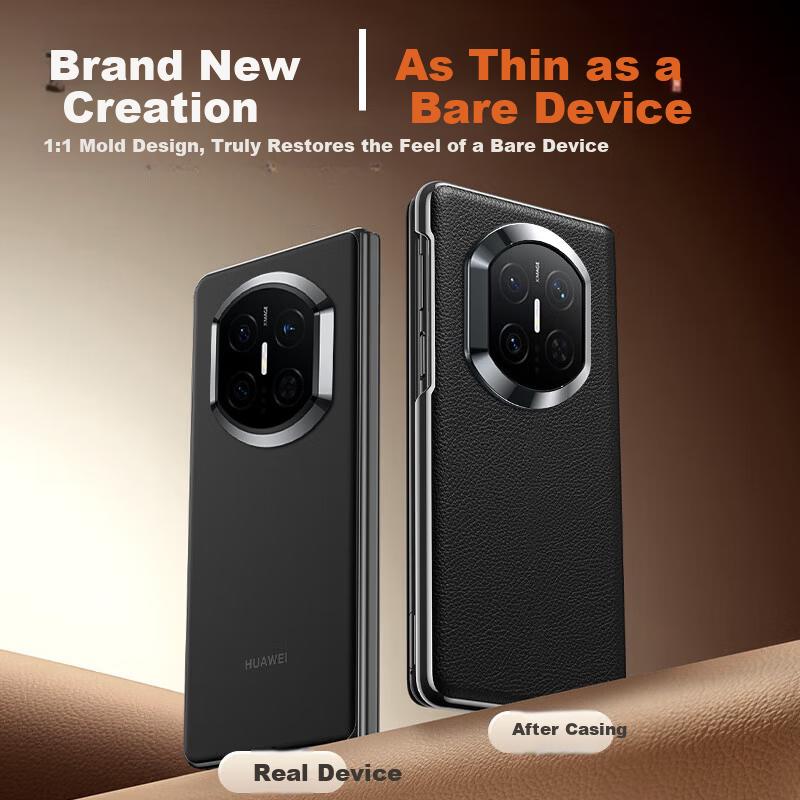 Smart Window Magnetic Flip Case for Huawei Mate X7 Classic Edition, Genuine Leather Foldable Screen Full-Cover Drop-Proof Ultra-Thin Phone Case