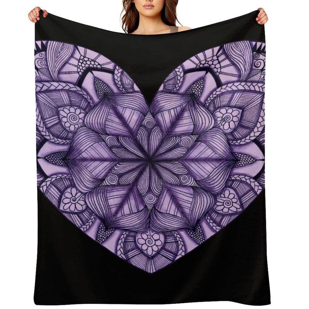 Purple Heart Throw Blanket Christmas Gifts Soft Plaid Hairys Single Blankets
