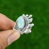 Anniversary Gift For Her Natural Larimar Multi Stone Adjustable Ring 925 Silver