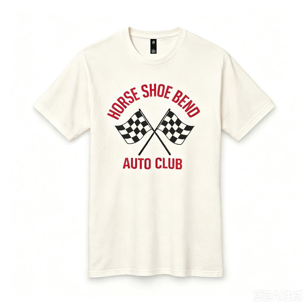 Horse Shoe Bend Auto Club Vintage Print Cotton ShortSleeve TShirt for Car Enthusiasts T Shirt Unisexs Clothing Unisexs T Shirt