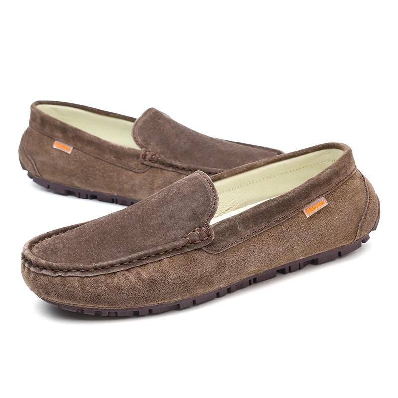 Schuhe im britischen Stil Herren Flache Slipper Lederschuhe Lässige Herrenschuhe Fahrmokassins Weiche Slipper Wildleder Klassisches Schuhwerk