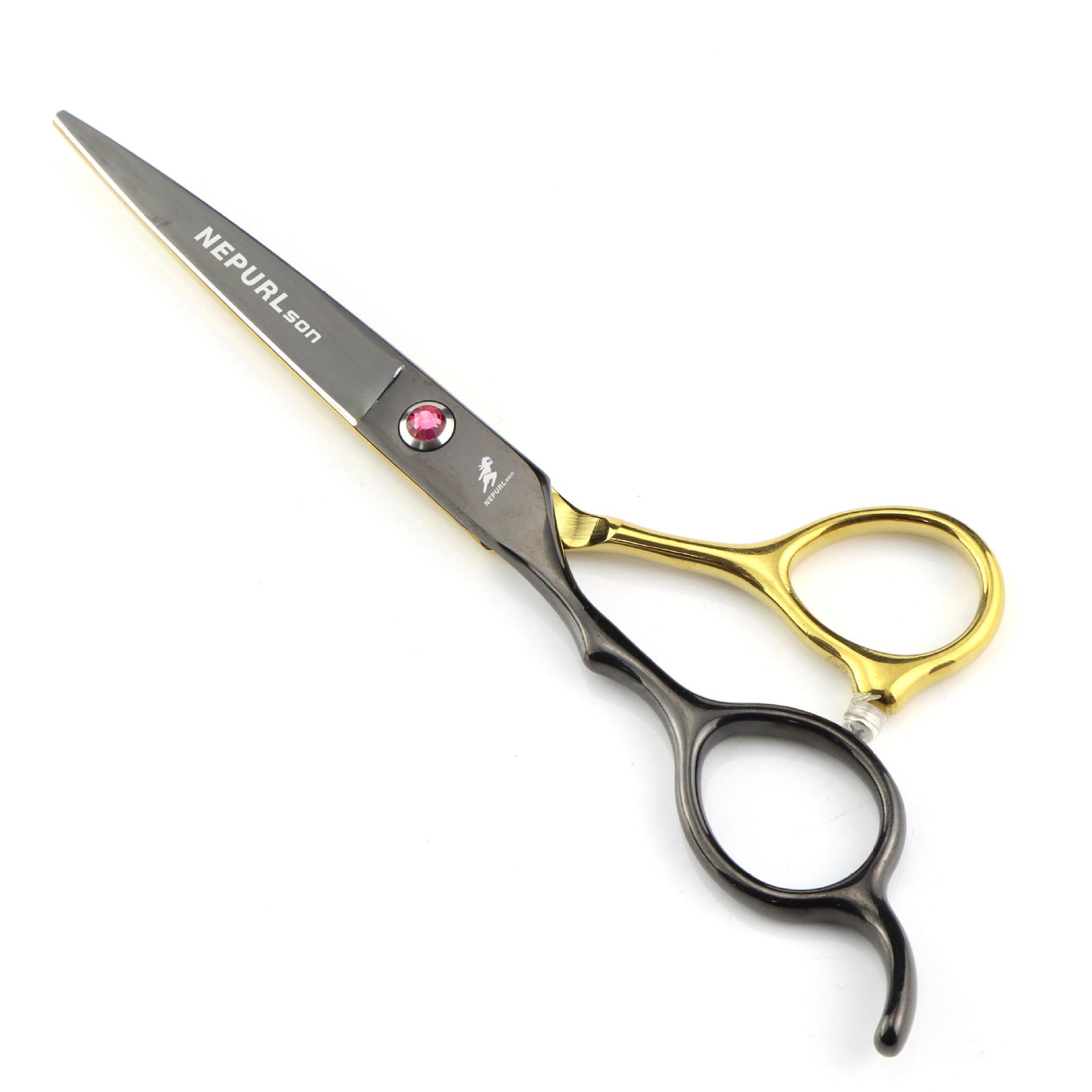 Napson 6.0  Black Gold Left-Handed Thinning Scissors Black Gold Left-Handed Straight Scissors