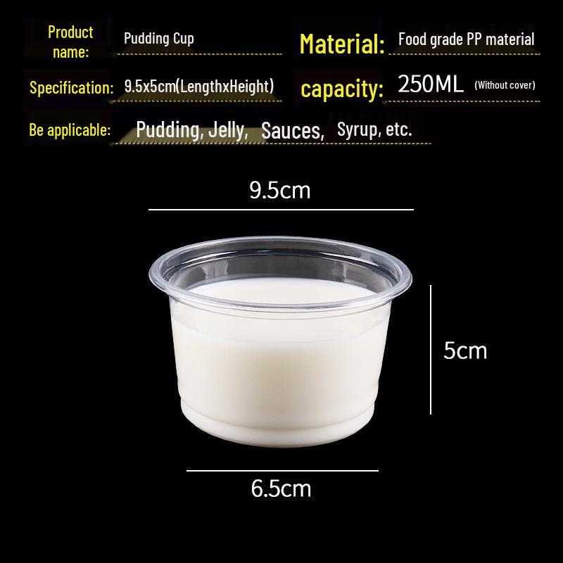Einweg-Doppelwand-Milchgelee-Becher mit Deckel - Transparenter Kunststoff für Pudding, Gelee oder Suppe