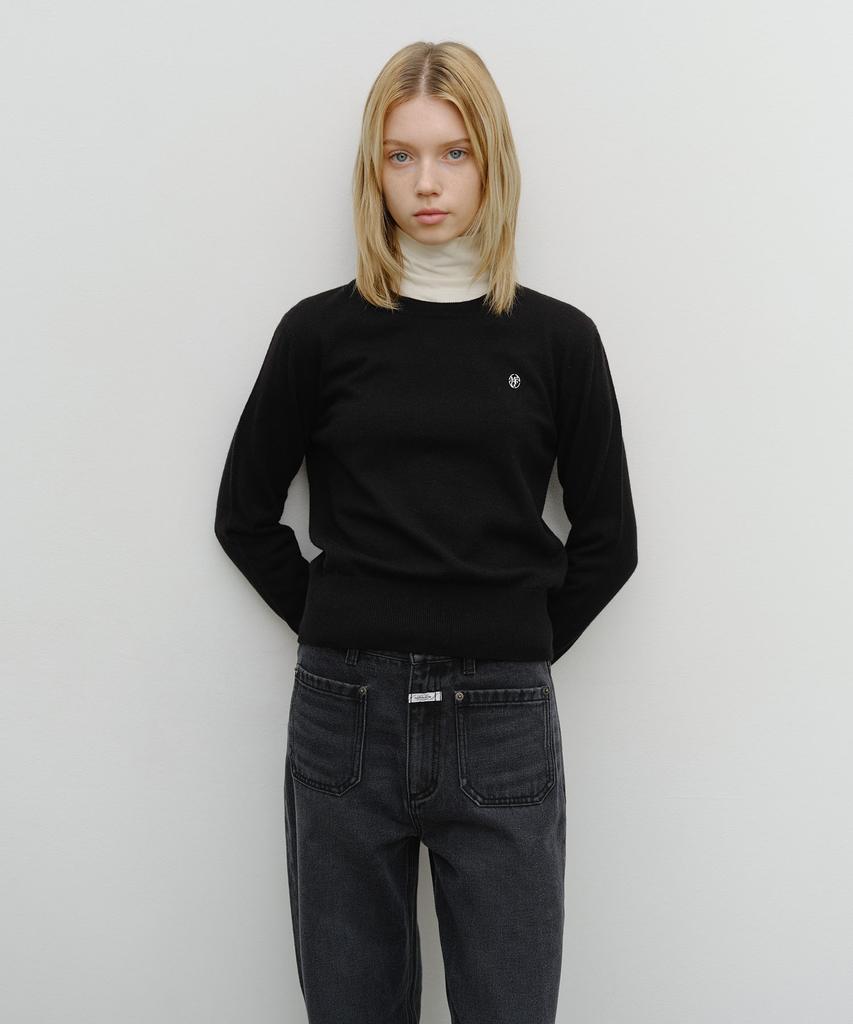Malittepeulangsowajeobeo W Basic Crop Knit Pullover Black