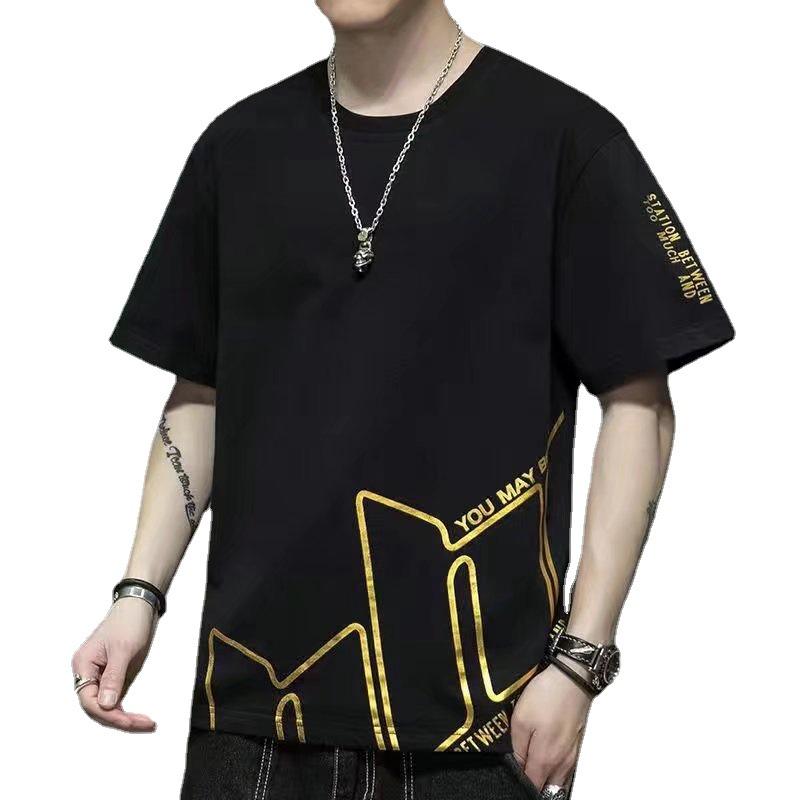 Pánské trendy letní tričko s krátkým rukávem ve volném střihu v korejském stylu