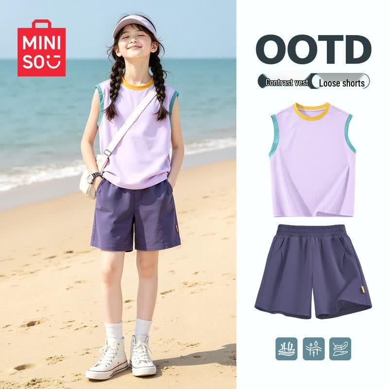 MINISO Girls' 2026 Summer Casual T-shirt & Pants Set