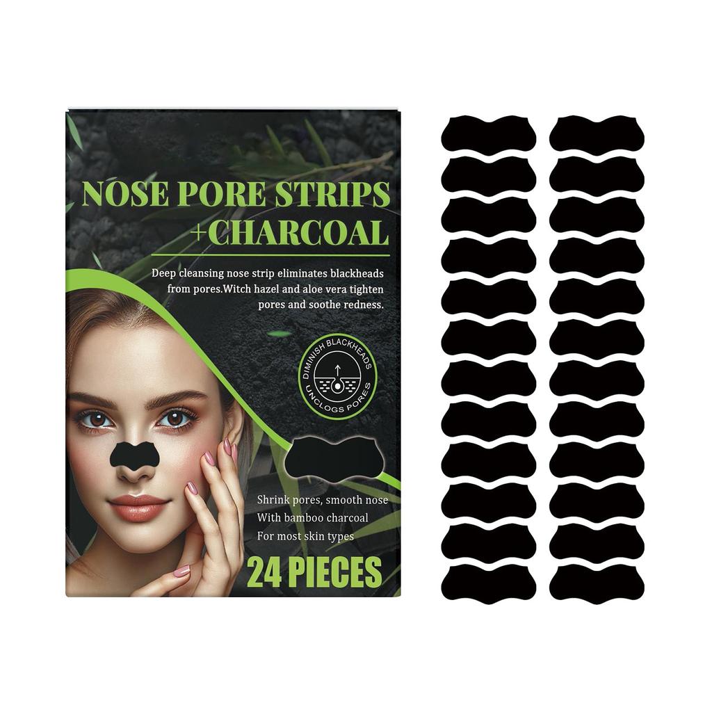 Blackhead Stripe Removal, Blackhead Patch Clean Pores Acne Blackhead Nose Strip, 24pcs/1box