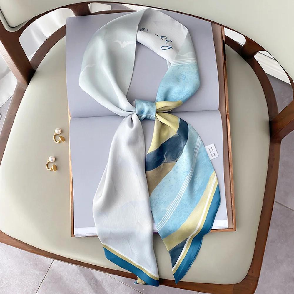 Long Silk Scarf Bag Tie Lady Neck Skinny Scarves Hairband Foulard Horse Print Brand Lady Neckerchief Ribbon  Spring New