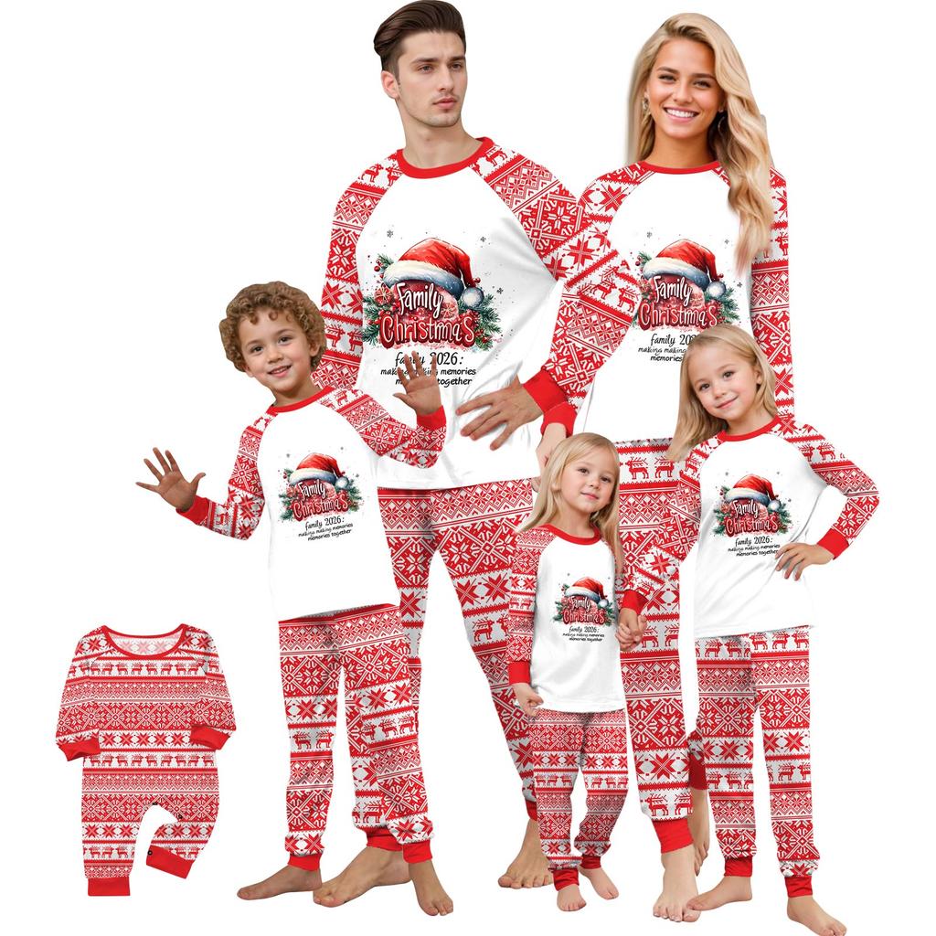 Parent-Child Christmas Printed Cute Loungewear Set Long Sleeve Suit