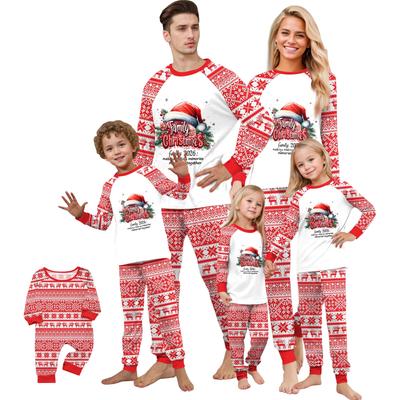 Weihnachts-Bedienungsset für Eltern und Kinder, niedlich bedruckt, Langarm-Anzug