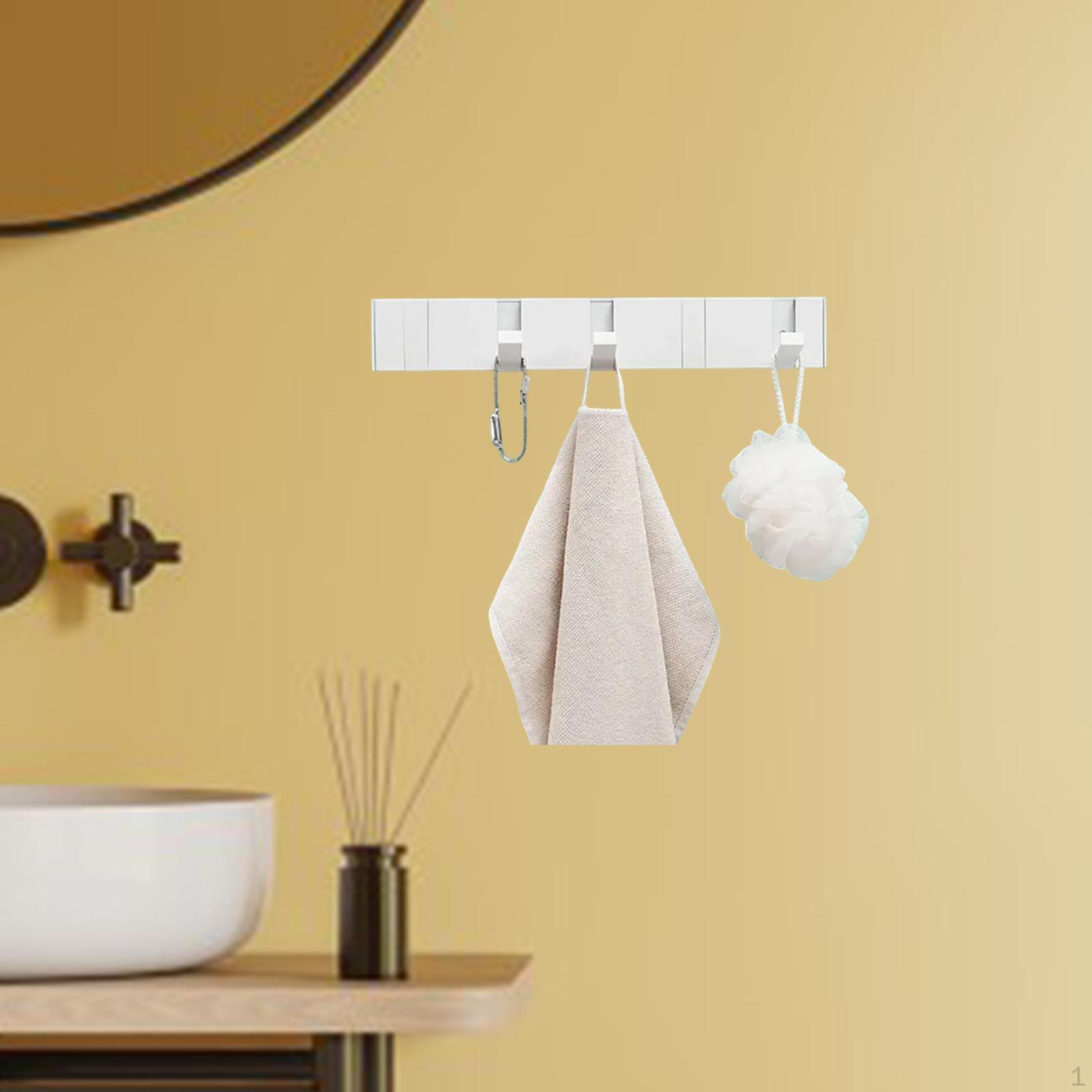 

Настенная вешалка для пальто, складные крючки, алюминиевая вешалка для шляп для фермерского дома White 5 Hooks