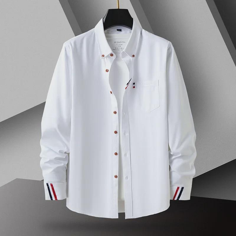 Men's Solid Color Long-Sleeve Business Shirt - Versatile & Stylish
