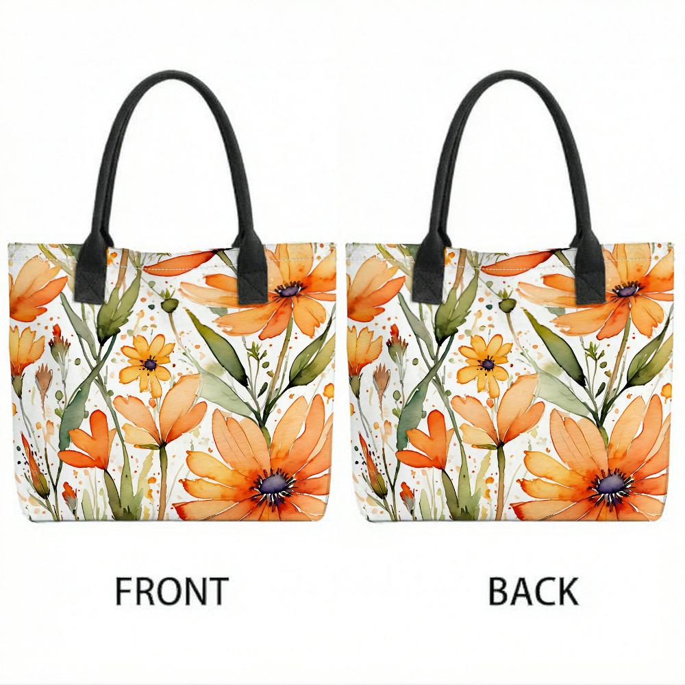 Watercolor Floral Tote Bag Large Capacity Shoulder Bag for Daily Shopping Travel Lightweight Cute Handbag