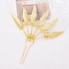 Ancient Thai Metal Leaves Hairpin Rhinestone Golden Hair Fork Retro U-shaped Hairpin  Party