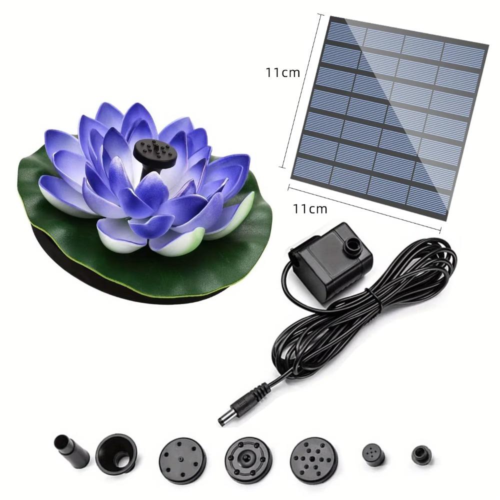 Solar-Wasserspiel, Schwimmende Mini-Lotus-Wasserpumpe/Teichpumpe, Perfekte DIY-Teichdekoration DIY-Vogelbad, 1,2W Wasserfallbrunnen