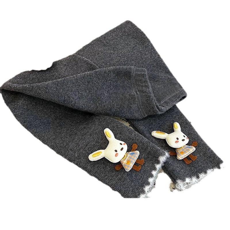 Korean Style Leggings for Girls Fleece Lined Winter Warm Ruffle Trim Stretchy Toddler Skin-Friendly Pants