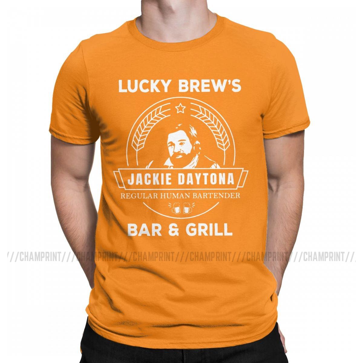

Men s Jackie Daytona Lucky Brew s Bar And Grill What We Do In The Shadows T Shirts Pure Cotton Tops Tee Shirt Plus Size T-Shirt 4XL