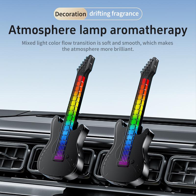 RGB Rhythm Car Air Freshener: Voice-Controlled Vent Light & Interior Perfume Lemon Scent чёрный