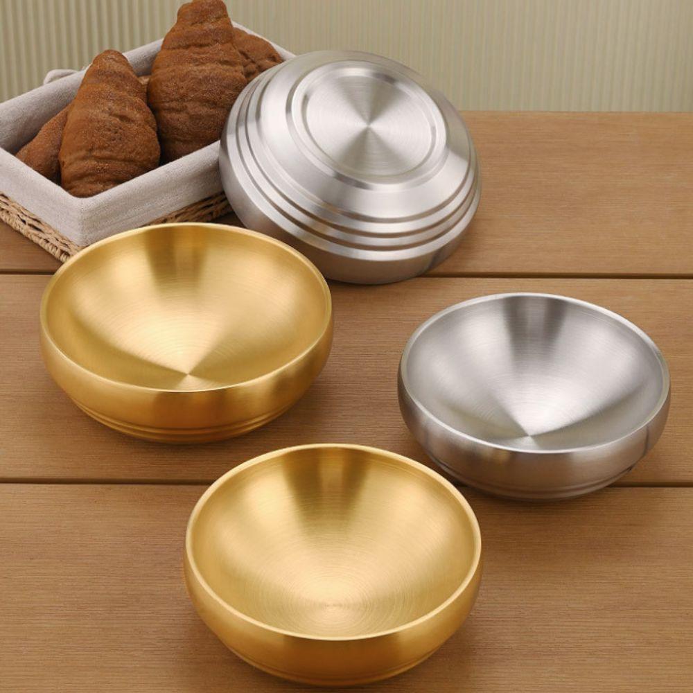 Anti-scald Korean Stainless Steel Bowl Double Layer Soup Bowls Cold Noodles Bowl  Restaurant