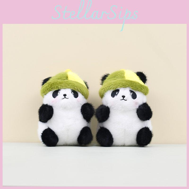 Charming Short Plush Panda Pendant Cute Hat Stuffed Animal Keychain For Kids