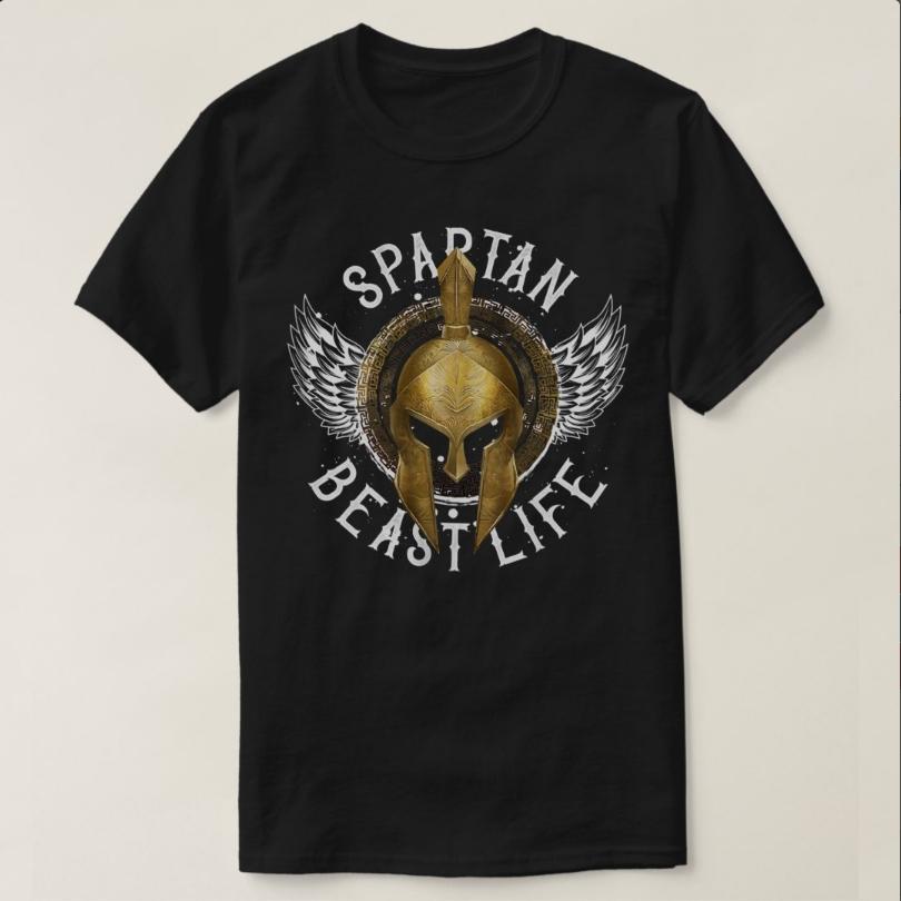 Spartan Beast Life Sparta Workout Gym Gladiator Helmet TShirt 100 Cotton ONeck Short Sleeve Casual Mens Tshirt Size S3XL