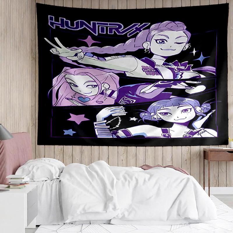 Kpop Hunter12 Tapestry for Bedroom Aesthetic Classroom Tapestries Wall Hanging for Living Room Dorm Office,Ideal Creative Gift